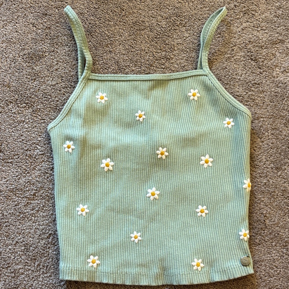 Pull&Bear Sage Green Camisole with Daisy Embroidery